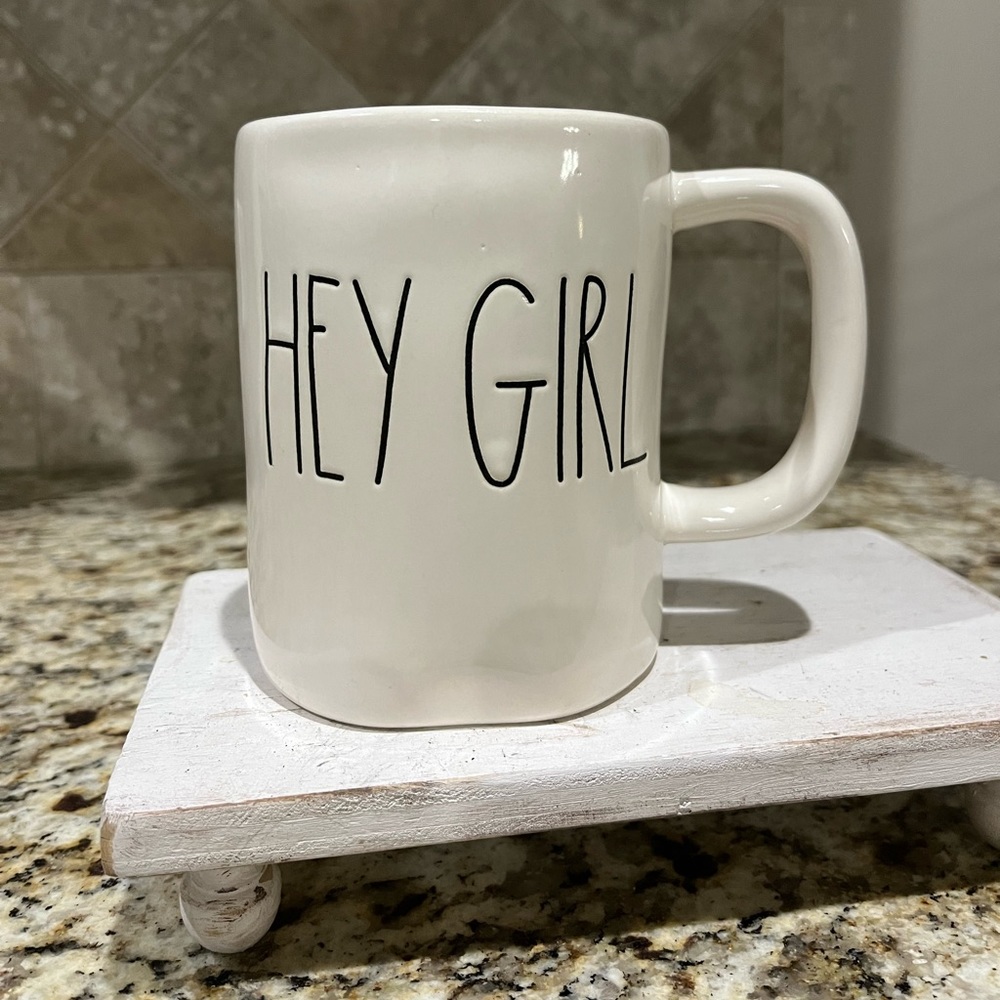 Rae Dunn Hey Girl Coffee Mug with pink inside